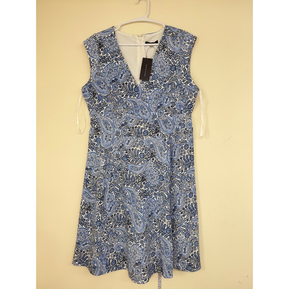 Tommy Hilfiger Paisley Floral Dress Women Size 10 New V-Neck Sleeveless Blue